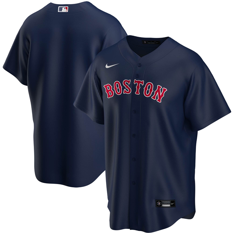 2020 MLB Men Boston Red Sox Nike Navy Alternate 2020 Replica Jersey 1